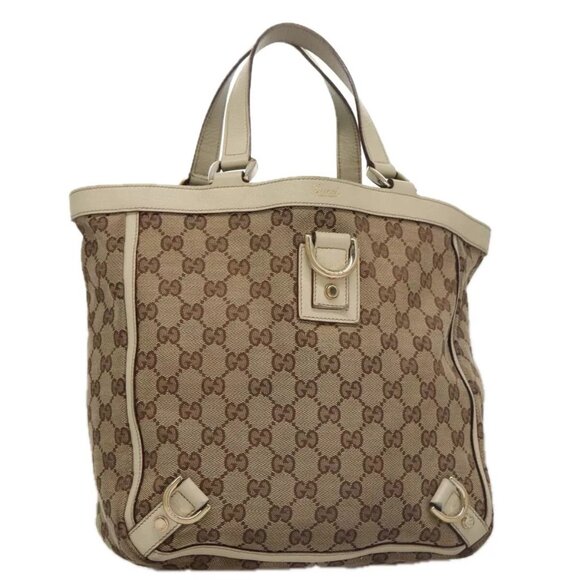 GUCCI GG Canvas Abbey Tote Bag Beige Gold - Picture 1 of 15